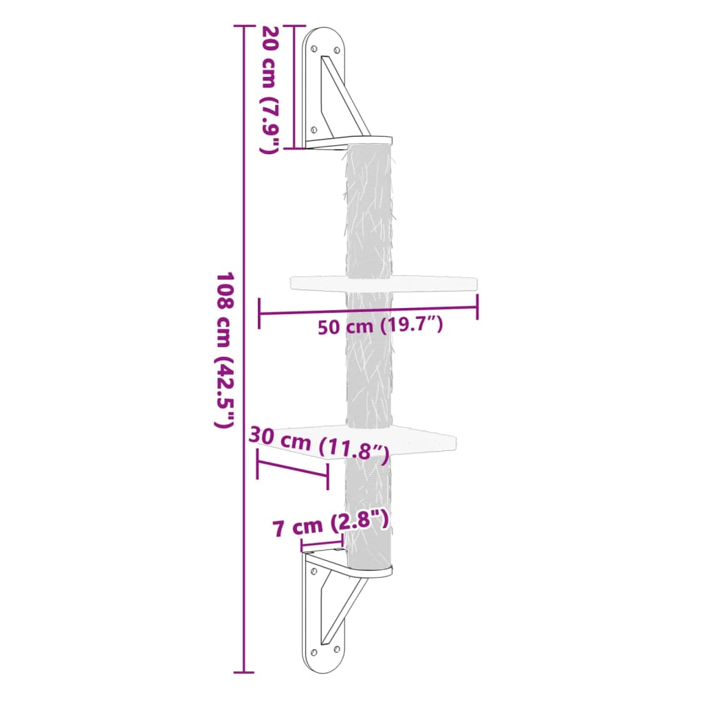 Wall-Mounted Cat Tree With Scratching Post 108 Cm