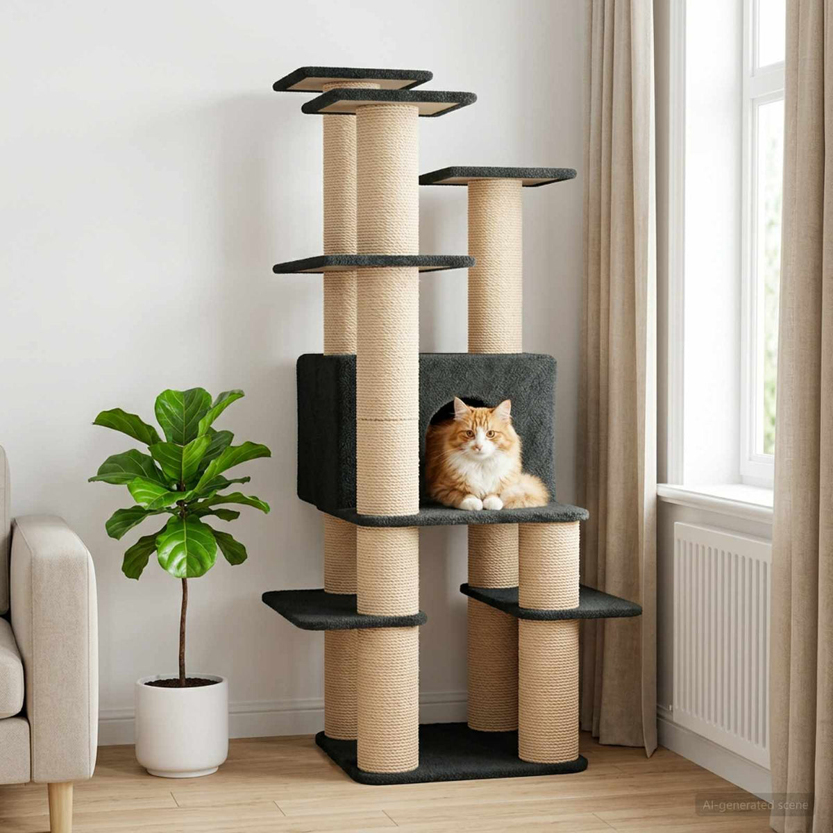 Cat Tree With Sisal Scratching Posts 161 Cm