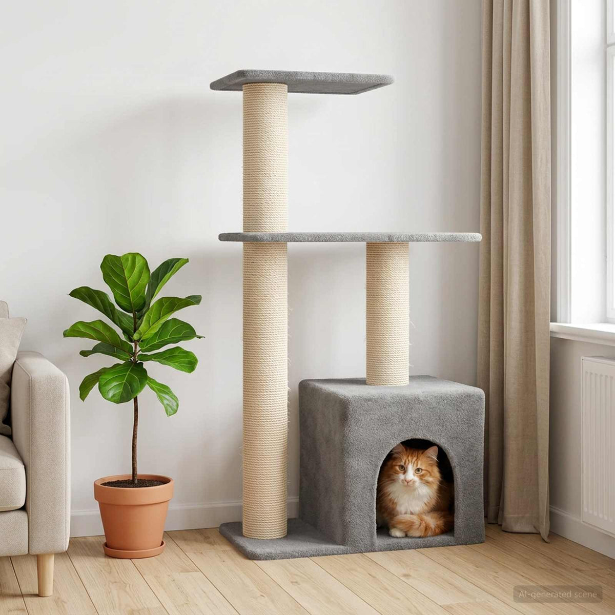 Cat Tree With Sisal Scratching Posts 133 Cm