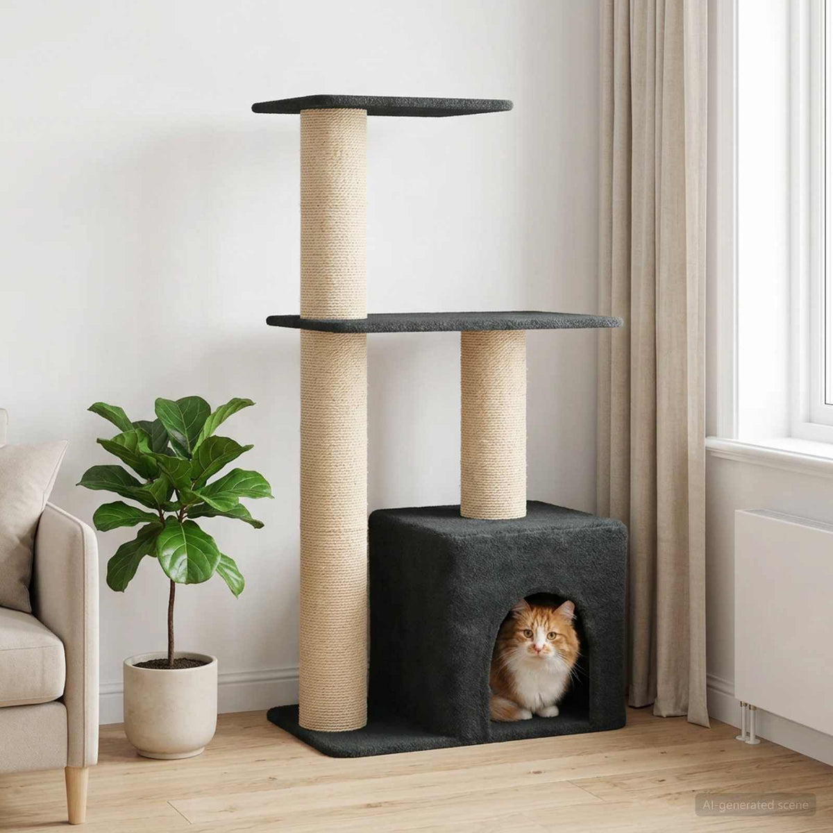 Cat Tree With Sisal Scratching Posts 133 Cm