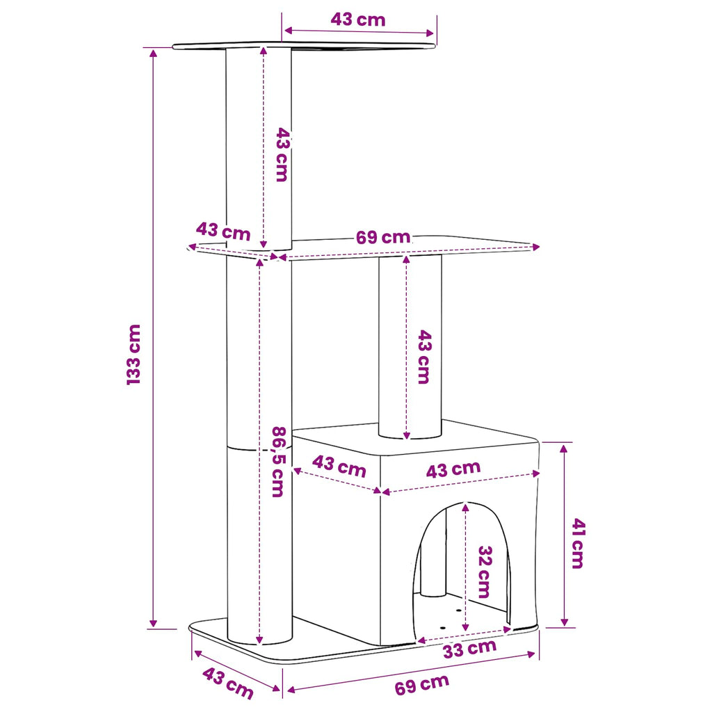 Cat Tree With Sisal Scratching Posts 133 Cm