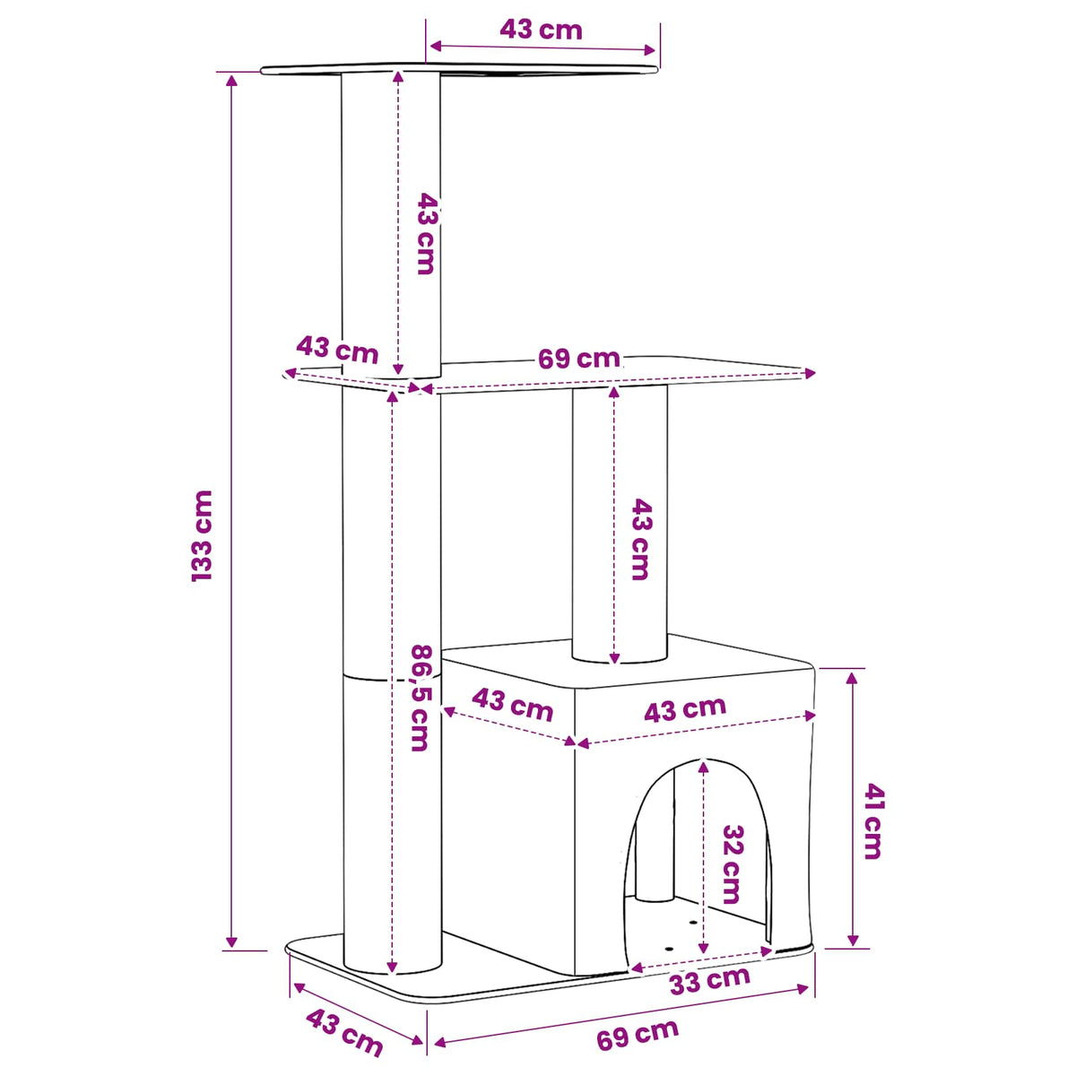 Cat Tree With Sisal Scratching Posts 133 Cm