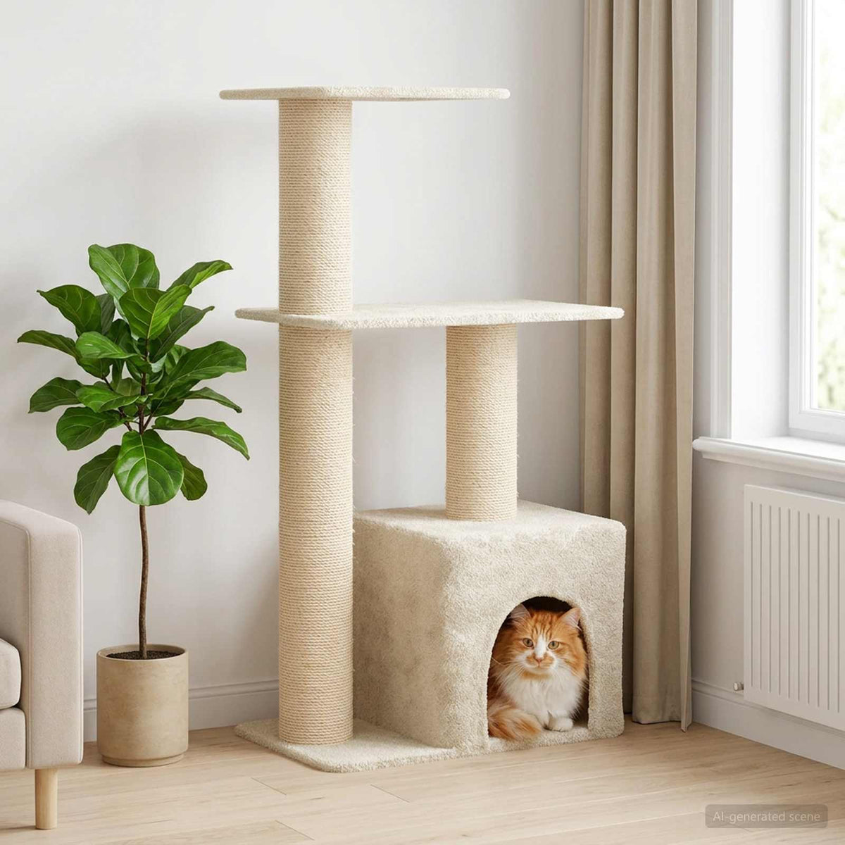 Cat Tree With Sisal Scratching Posts 133 Cm