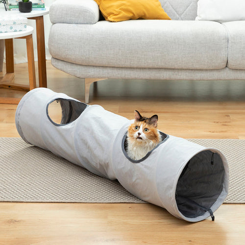 Collapsible Cat Play Tunnel — Foldable Indoor & Outdoor Cat Toy