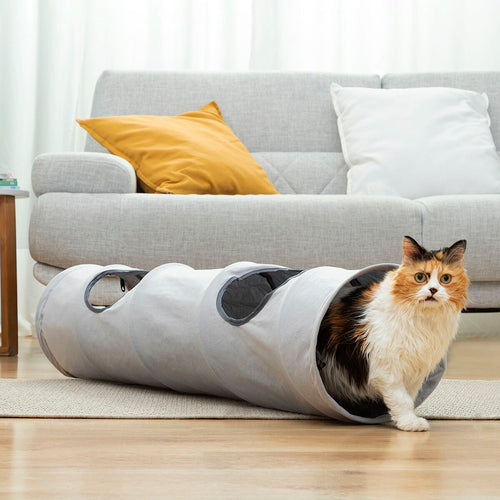 Collapsible Cat Play Tunnel — Foldable Indoor & Outdoor Cat Toy