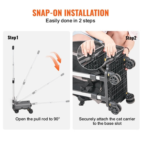Rolling Cat Carrier with Telescopic Handle — Wheeled Travel Carrier for Cats