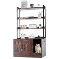 Hidden Litter Box Furniture with Shelves — Cat Cabinet with Scratching Board