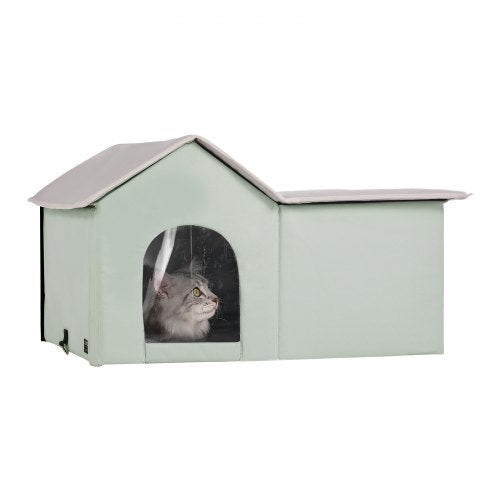 Heated Outdoor Cat Shelter — Insulated Winter Kitty House with Thermostat