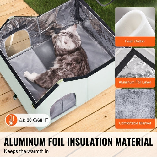 Heated Outdoor Cat Shelter — Insulated Winter Kitty House with Thermostat