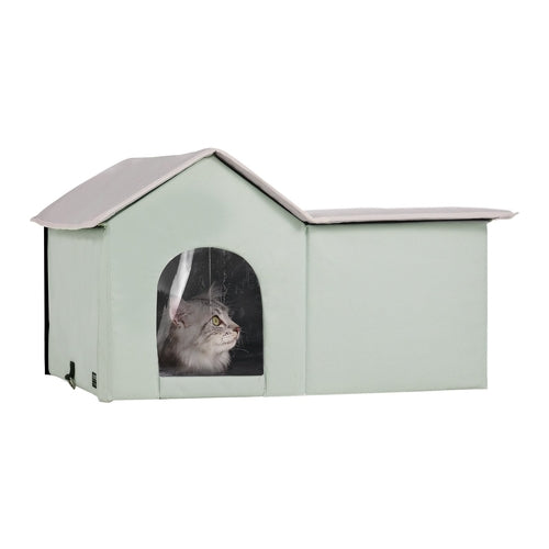Heated Outdoor Cat Shelter — Insulated Winter Kitty House with Thermostat