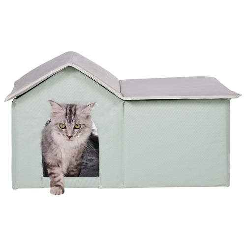 Heated Outdoor Cat Shelter — Insulated Winter Kitty House with Thermostat