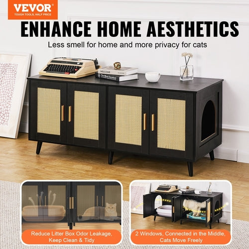 Hidden Litter Box Cabinet for 2 Cats — Stylish Furniture-Grade Enclosure
