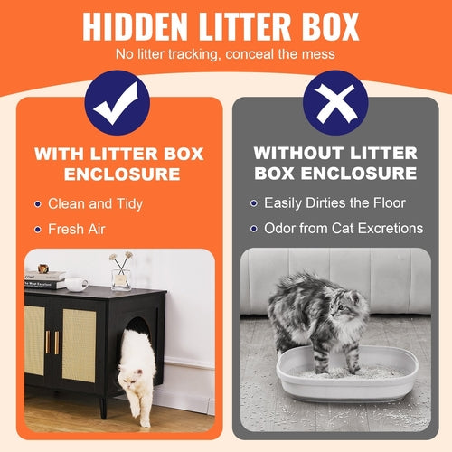 Hidden Litter Box Cabinet for 2 Cats — Stylish Furniture-Grade Enclosure