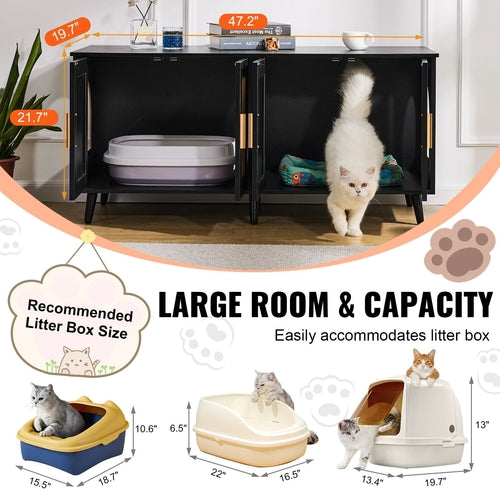 Hidden Litter Box Cabinet for 2 Cats — Stylish Furniture-Grade Enclosure
