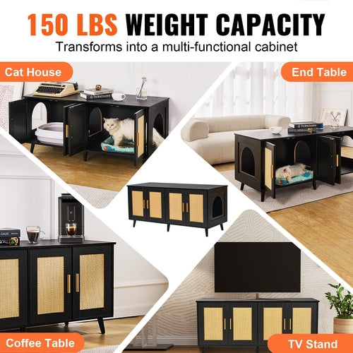 Hidden Litter Box Cabinet for 2 Cats — Stylish Furniture-Grade Enclosure