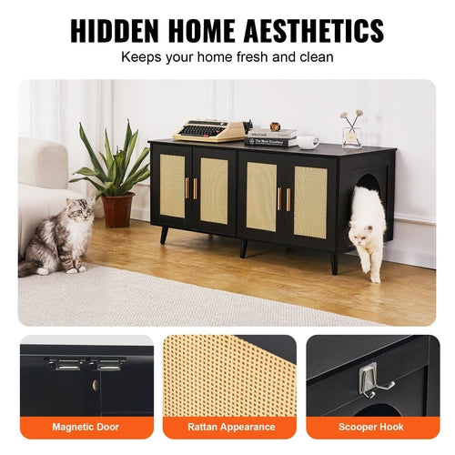 Hidden Litter Box Cabinet for 2 Cats — Stylish Furniture-Grade Enclosure