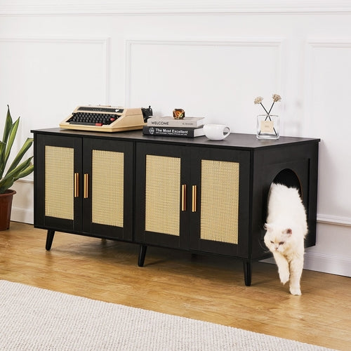 Hidden Litter Box Cabinet for 2 Cats — Stylish Furniture-Grade Enclosure