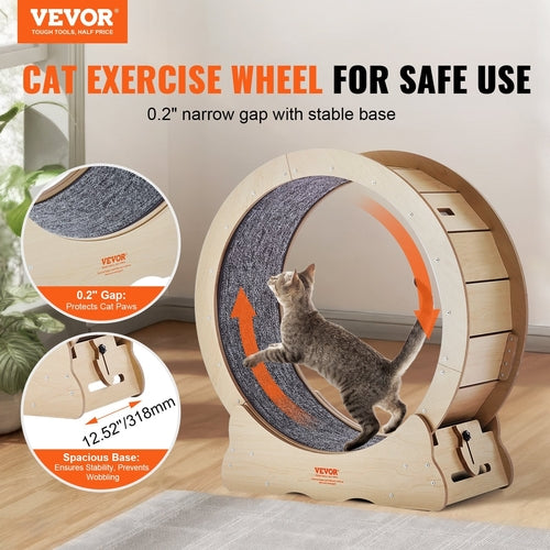 Luxury Cat Exercise Wheel — Solid Wood Running Wheel for Indoor Cats