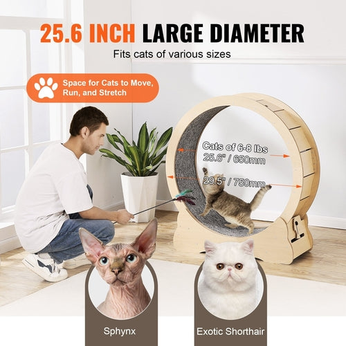 Luxury Cat Exercise Wheel — Solid Wood Running Wheel for Indoor Cats