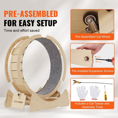 Luxury Cat Exercise Wheel — Solid Wood Running Wheel for Indoor Cats