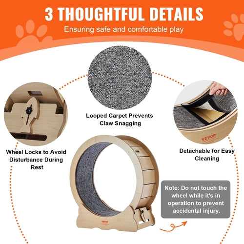 Luxury Cat Exercise Wheel — Solid Wood Running Wheel for Indoor Cats