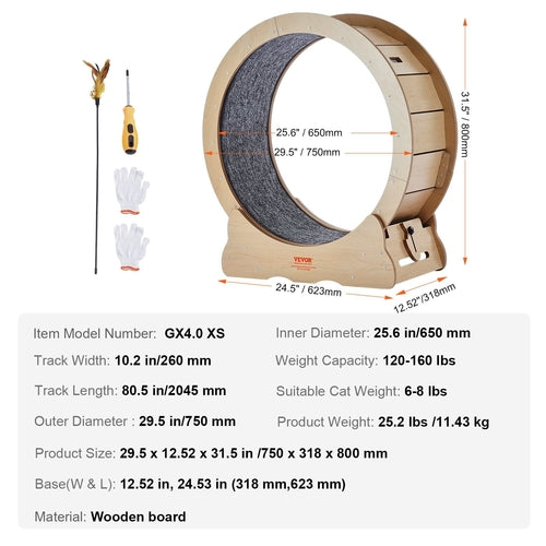 Luxury Cat Exercise Wheel — Solid Wood Running Wheel for Indoor Cats